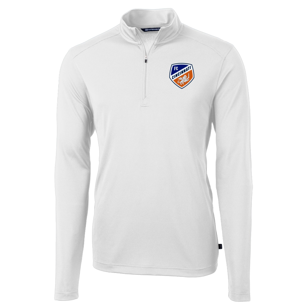 FC Cincinnati Cutter & Buck Virtue Eco Pique Recycled Quarter-Zip Pullover Top - White